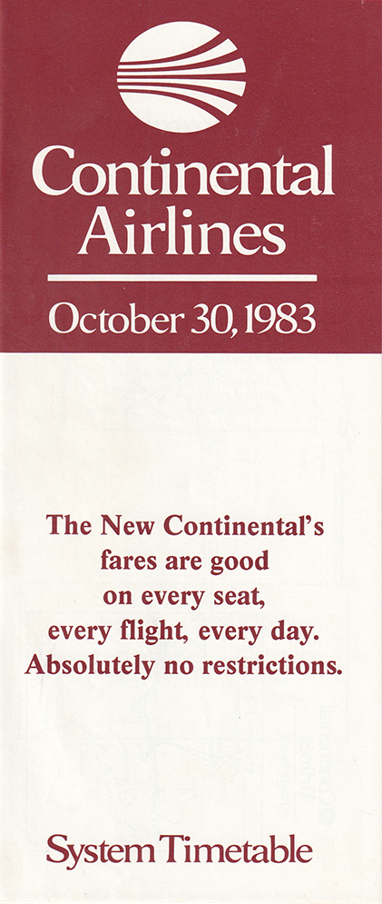 Buy 4 Continental Airlines system timetable 9/8/80 save 25% 308CO 
