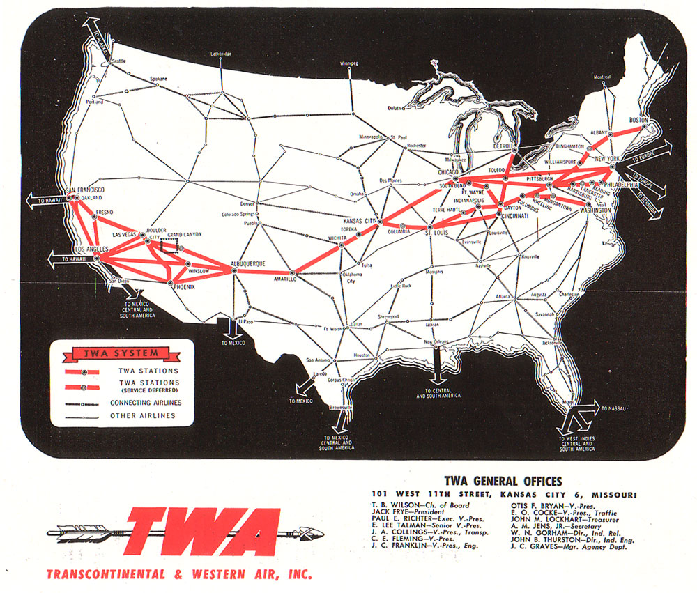 TWA system timetable 6/1/83 Buy 2 Get 1 Free 308TW 