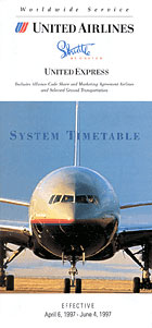 Buy 4 save 25% United Airlines system timetable 1/9/96 308UA